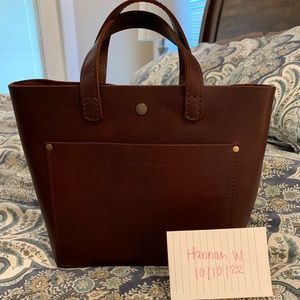 Portland Leather Goods Mini Crossbody Tote in Cognac